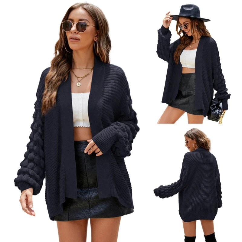 

Women Long Sleeve Open Front Knit Cardigan Fashion Loose Sweater Outwear Coat