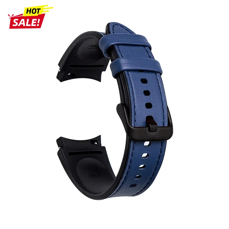 Premium Leather Grain Band with Silicone Strap