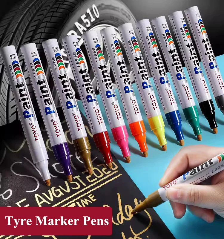 Tire Permanent Marker Tire Lettering Paint Pen TOYO 4 Pack Blue