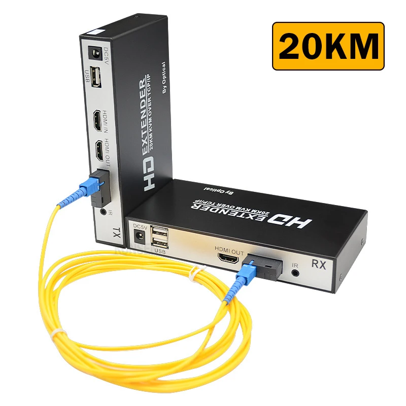 20Km Hdmi Fibra Ottica Usb Kvm Extender Trasmettitore Video Ricevitore Hdmi Loop Su Cavo In Fibra Sc Per Ps4 Ps5 Dvd Pc To Tv Monitor