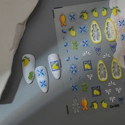 Bohemian Summer Lemon Nail Stickers - Self - Adhesive Fruit & Fish Nail Art Design (1)