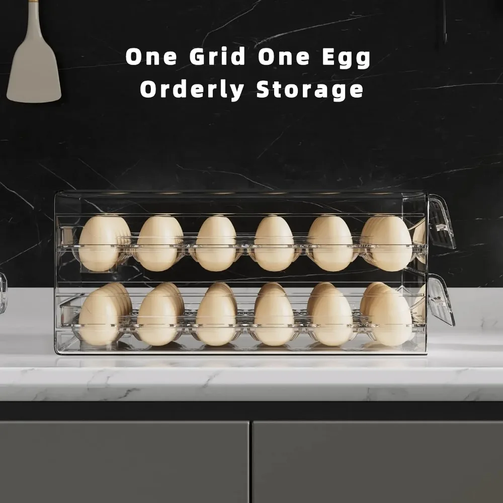 Clear 60 Egg Container for Refrigerator, Egg Holder for Fridge,Stackable Eggs Storage Container, Egg Fresh Storage Box Tray 4