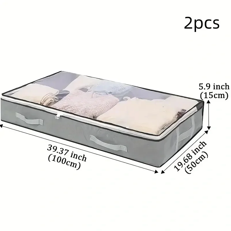 Dustproof Under Bed Storage Box with Reinforced Handles for Bedding and Toys