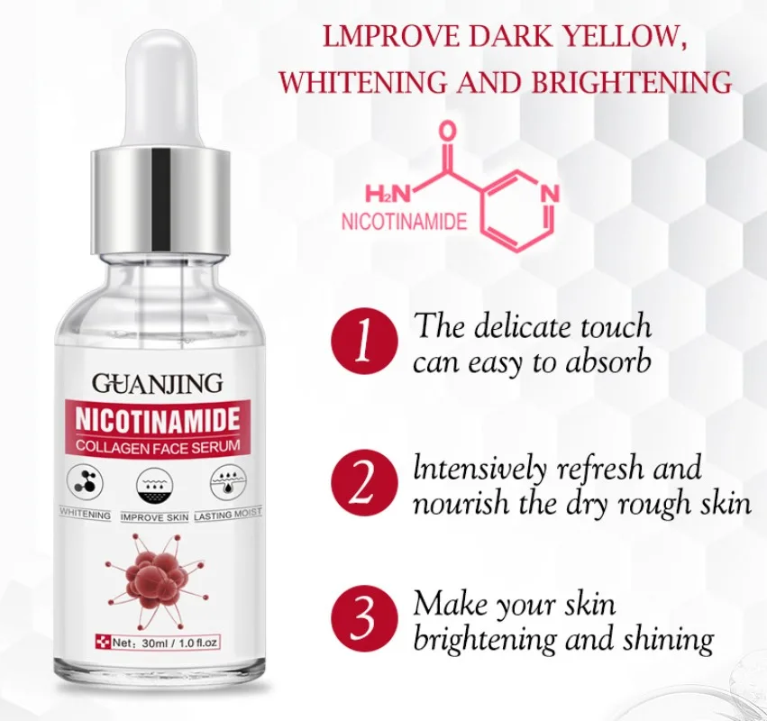Nicotinamide Fulereno Hyaluronic Acid Moisturizing Face Serum Essence Shrink Pores Hydrating Anti-aging Brightening Skin Care 3