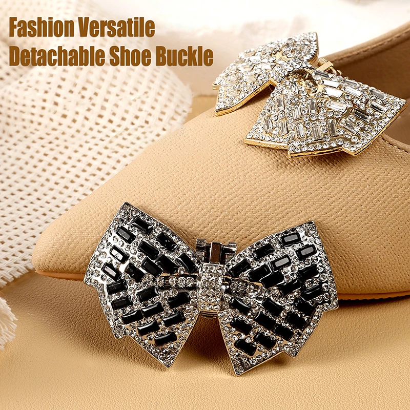 1Pcs Wedding Bowknot Crystal Shoes Clip Shoes Decoration High Heel Charm Shoes Buckle Rhinestone Shiny Clips Shoes Accessories