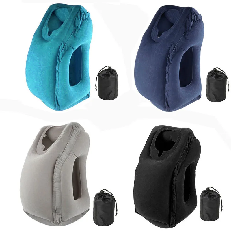 

PVC Inflatable Air Travel Pillow Portable Headrest Chin Support Cushions for Airplane Plane Car Office Rest Neck Nap Pillows