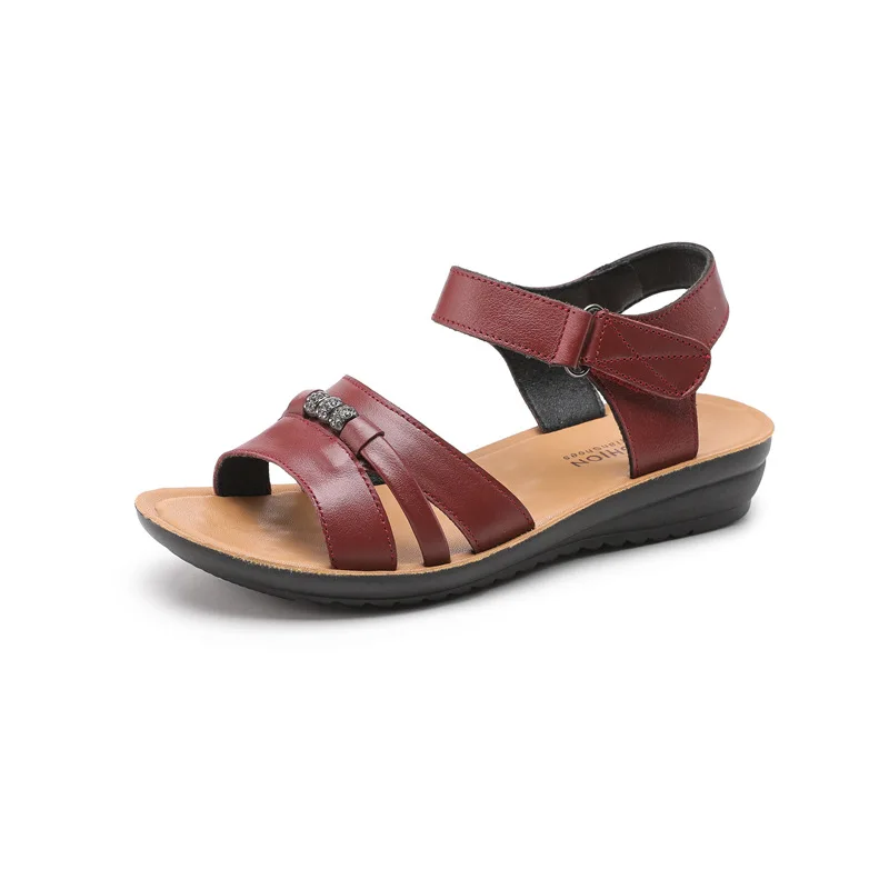Women Sandals 2023 Fashion Outdoor Wedges Shoes For Women Summer Flat Non-slip Soft Bottom Elderly Beach Casual Shoes Plus Size