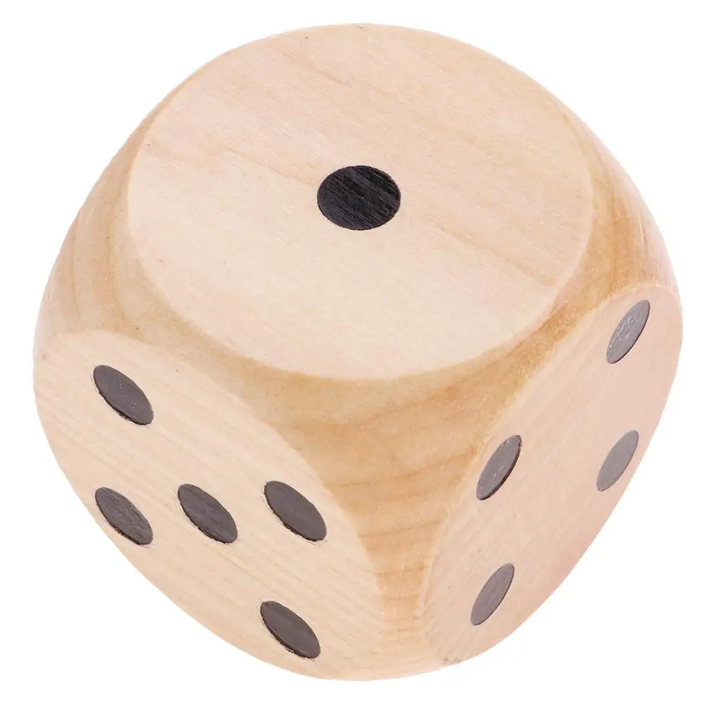 1Piece Wooden Dice with Number of Dots Game Dice 50 mm for D&D RPG Game