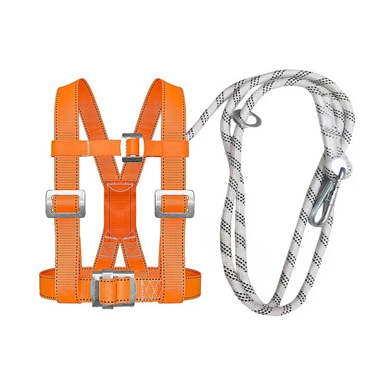 Professional Fall Arrest Safety Harness System with Double Hook Lanyard