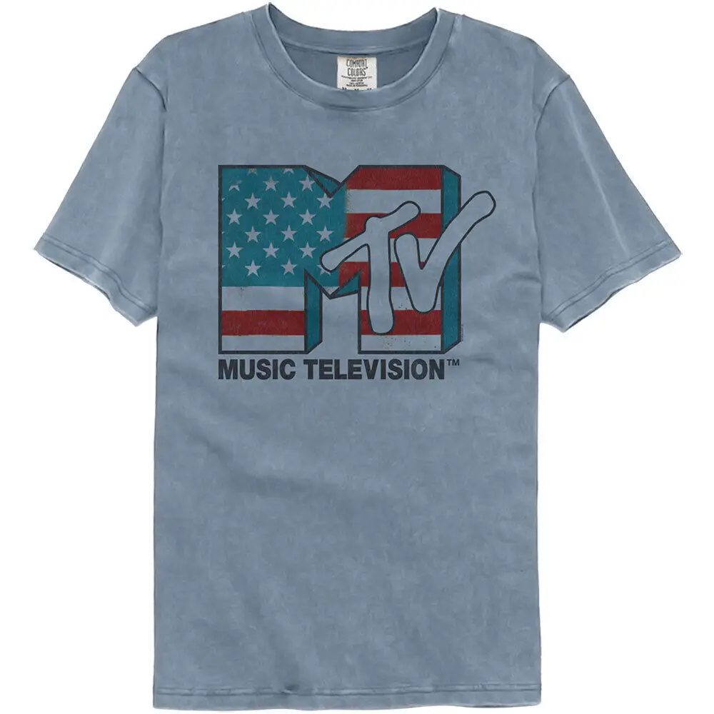 

MTV Music TV USA American Flag Logo Men's T-Shirt-