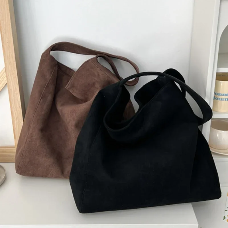 Women Underarm Bag Fashion Tweed Fabric Large Capacity Shoulder Bag Casual Handbag for Daily Office Use Solid Color Handbag