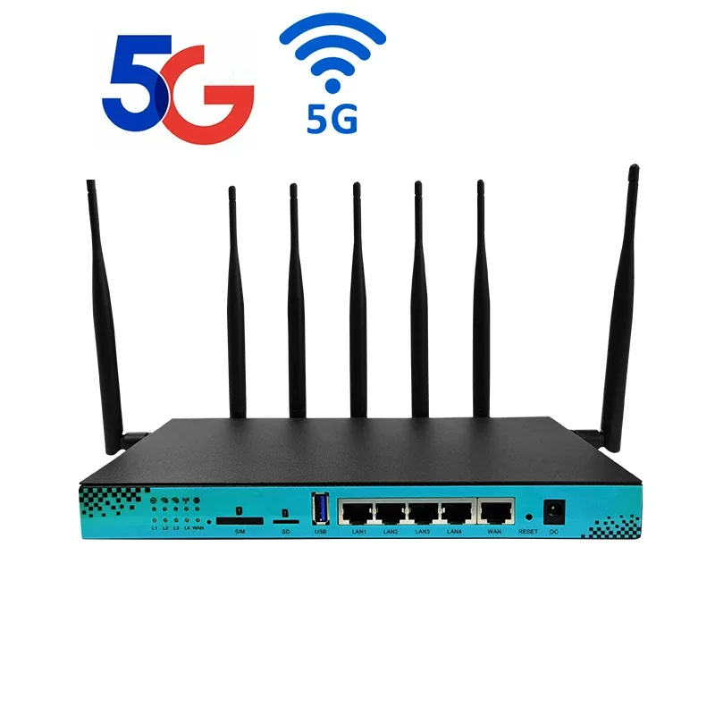 

1200Mbs 5G M.2 Wireless WIFI 2.4G 5.8G 4*RJ45 LAN 16MB 256MB Openwrt Gigabit Router with Quectel RM500Q-GL RM502Q-AE RM520N-GL