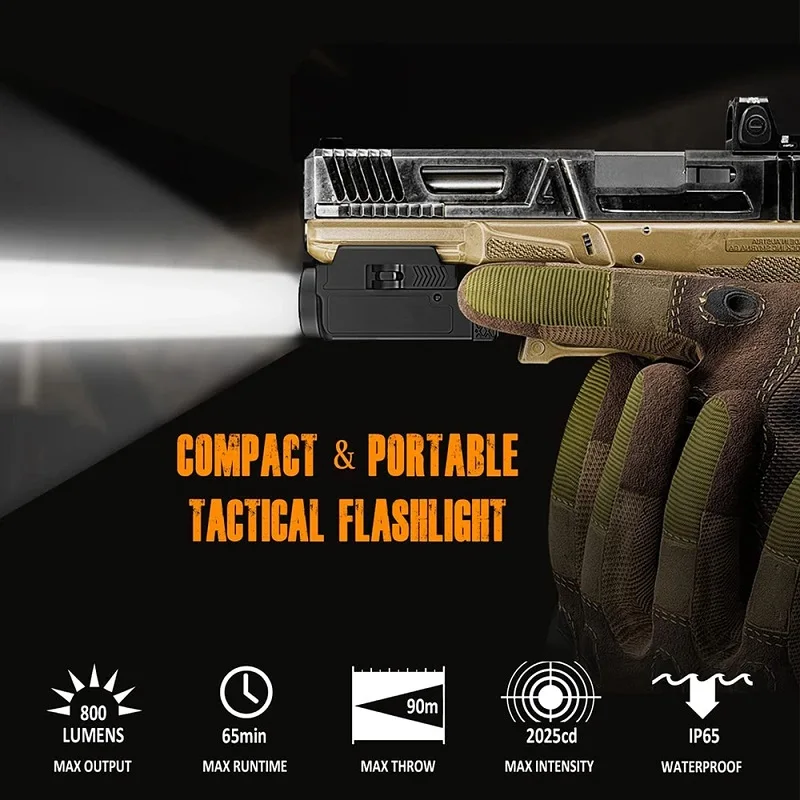 Tactical LED Flashlight Combo 800 LM Quick Release Strobe Torch