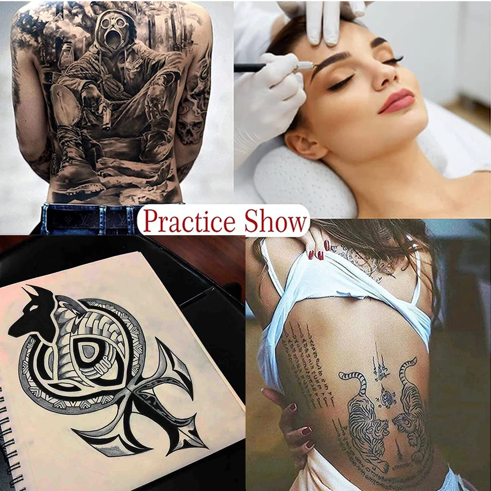1/3/5pcs Tattoo Blank Practice Skin Eyebrow Gragon Pattern Paint Mixer Makeup Double Sized Synthetic Skin Tattoo Accessories 6