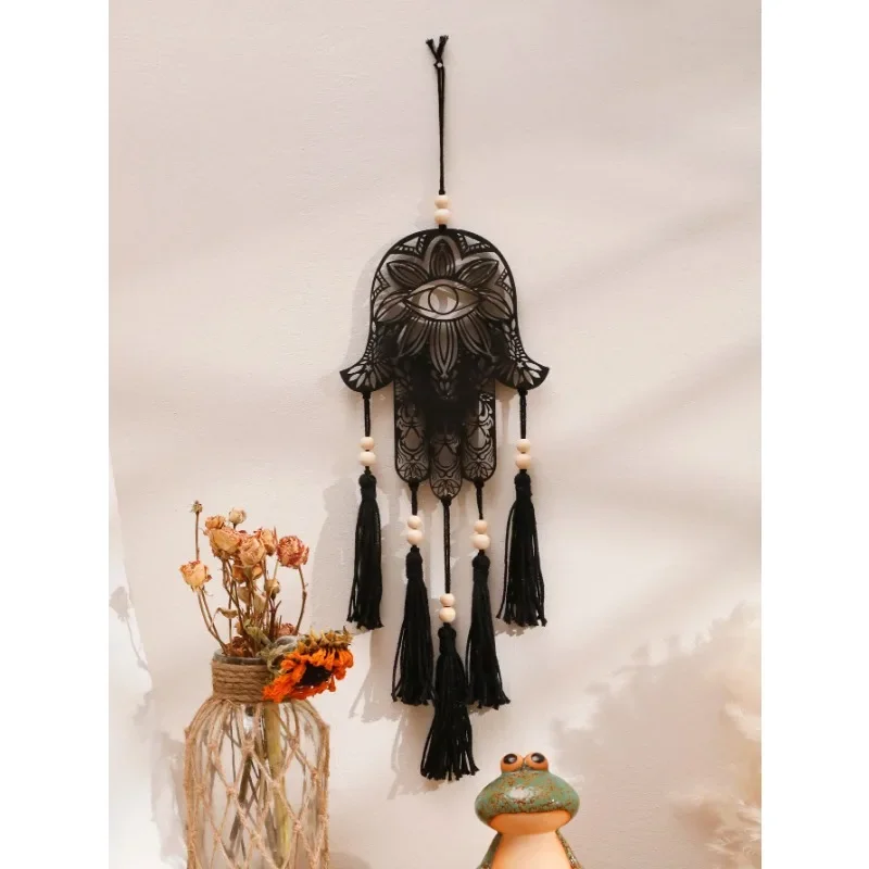 

Bohemian Black Devil's Eye Wooden Bead Tassel Crafts Creative Simple Wall Decoration Home Decoration Pendant