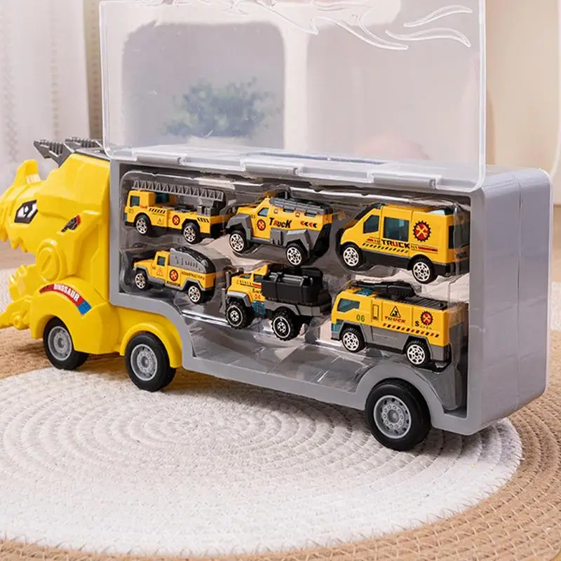 Dinosaur Car Carrier Truck Educational Transport Truck Car Toys With Ejection Race Track Mega Hauler Toy Fun KidsMotor Vehicle