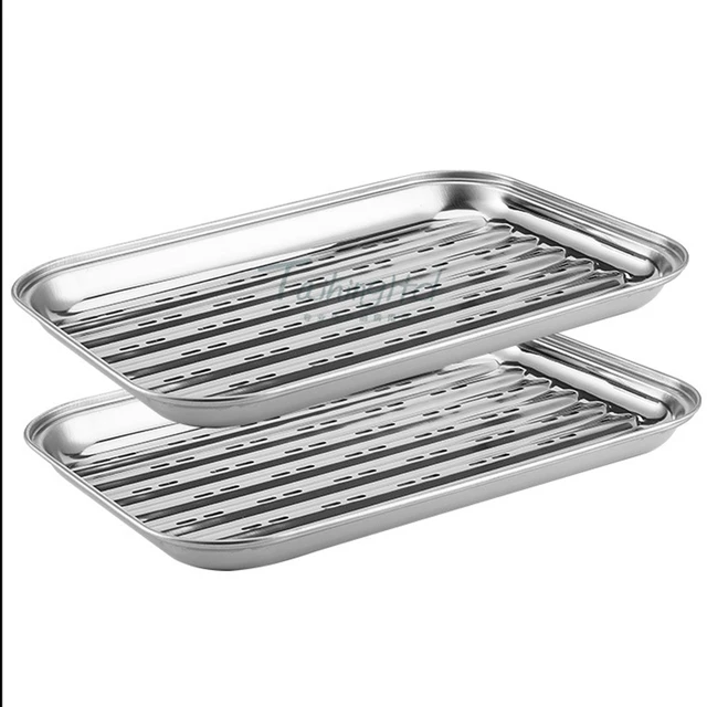 Rozsdamentes Acél Kültéri Bbq Grill Serpenyő Lyuk Olajszűrő Négyzet Alakú Barbecue Sütőpanlás Kemping Szerszám Kiegészítők - Image 6