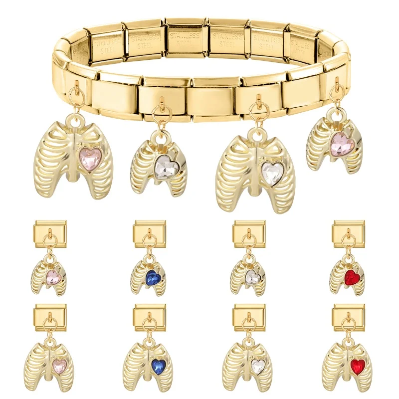 Creative Heart link bracelet Stainless steel Women DIY