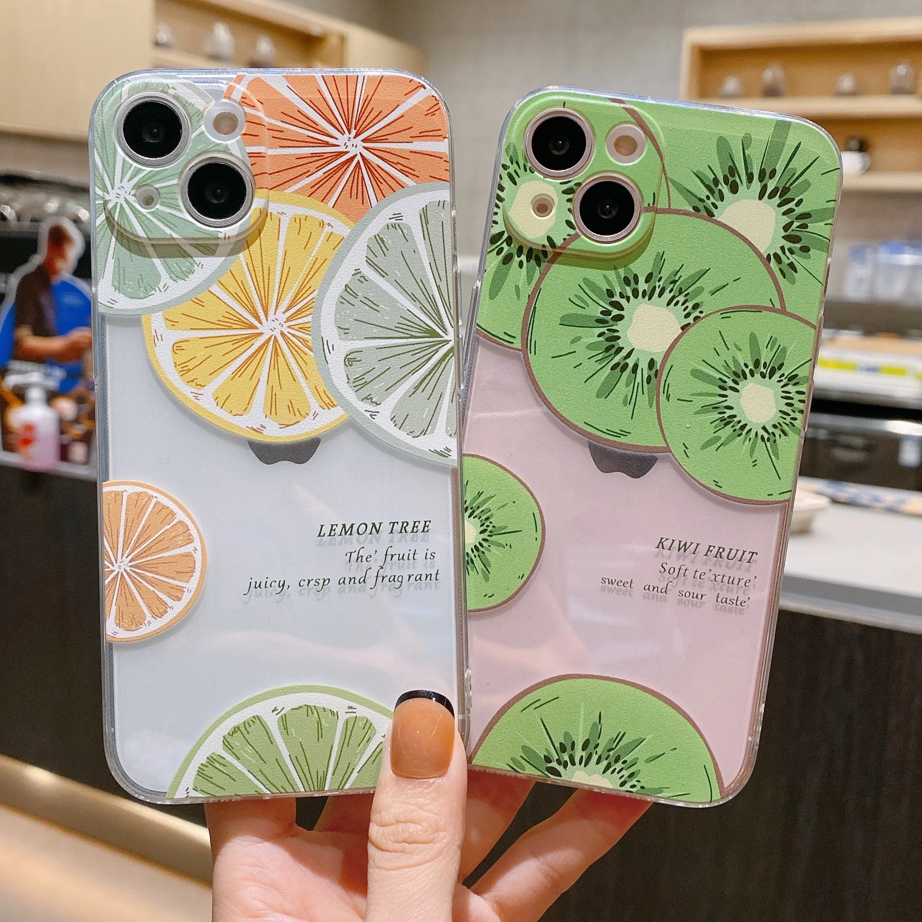 

Soft Case for Apple iPhone 14 13 12 11 Pro MAX Mini XS X XR 7 8 6s Plus Se 2020 Clear Coque Summer Fruits Lemon kiwifruit