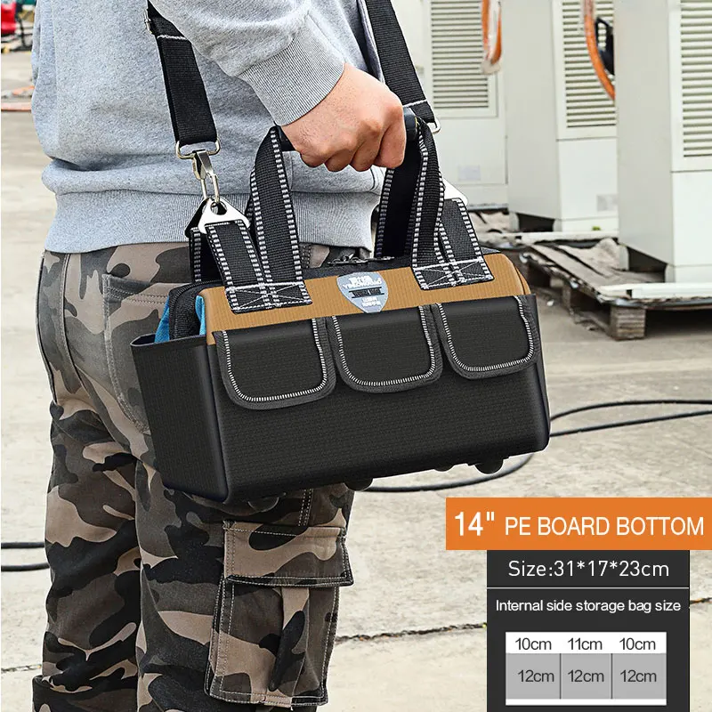 rolling tool bag Multi-Function Tool Bag 1680D Oxford Cloth Electrician Bag, Multi-Pocket Waterproof Anti-Fall Storage Bag best tool chest Tool Storage Items