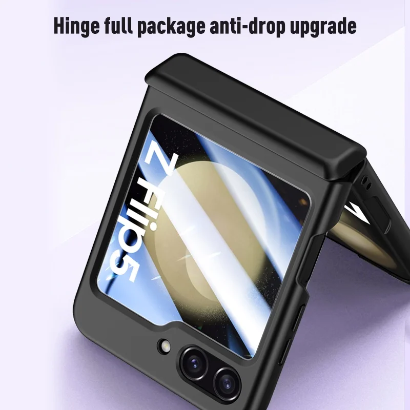 Shockproof Armor Case For Samsung Galaxy Z Flip 5 Flip5 Magnetic Hinge Protective Hard Slim Matte Cover Front Screen Glass Film