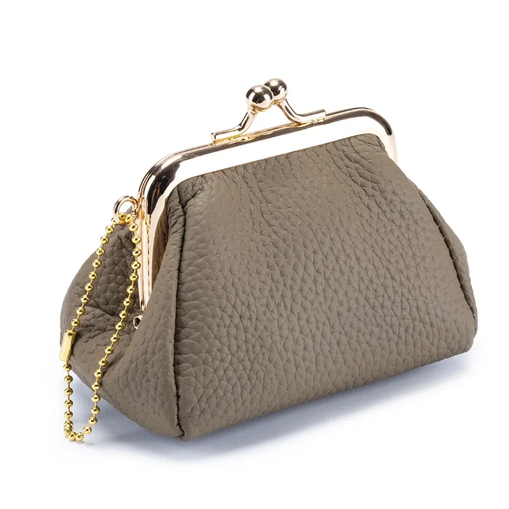 Genuine Leather Mini Vintage Coin Purses Brand Kiss Lock
