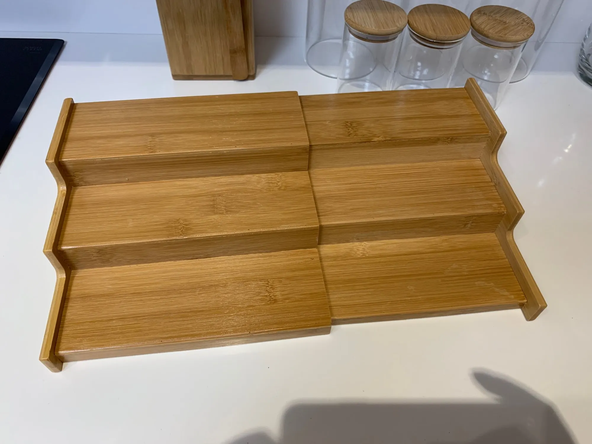 3 Tier Expandable Bamboo Spice Rack Seasoning Organizer for Cabinet Pantry Countertop Kitchen Step Shelf  Makeup Organizer 6