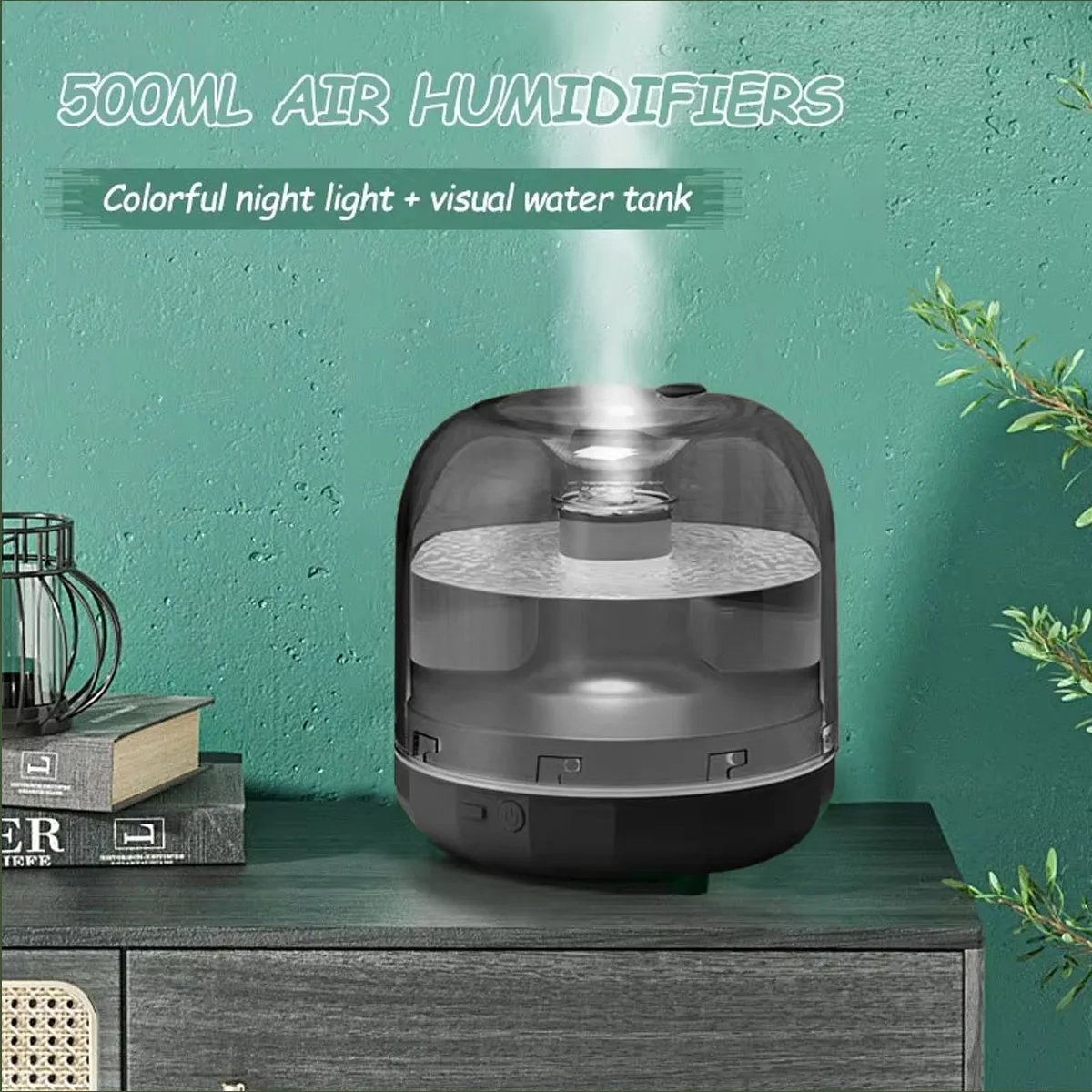Difusor de óleo essencial de umidificador de ar USB 500ML ﻿ Desktop Cool Mist Maker Fogger LED Umidificador de luz Difusor de aroma elétrico