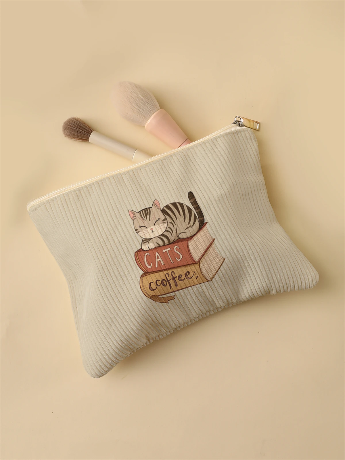 Corduroy Travel Cosmetic Bag Portable Makeup Storage Bag Purses Women Large Capacity Zipper Make Up Organizer Storage Clutch