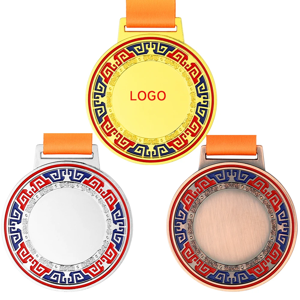 Blank Award Medal With Neck Ribbon Custom Design Your Own Winner Medals Gold Silver Bronze for Sport Competition Prizes Gift