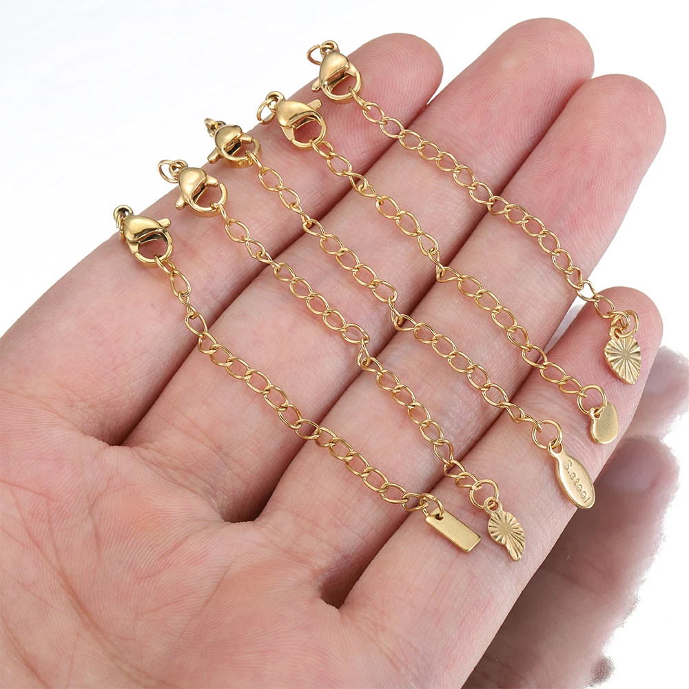 5 Stück 10 Stück Edelstahl-Verlängerungsschwanzkette, Karabinerverschlüsse, Verbinder, verlängerte Kette für DIY-Armband, Halskette, Schmuckherstellung – Detail 9