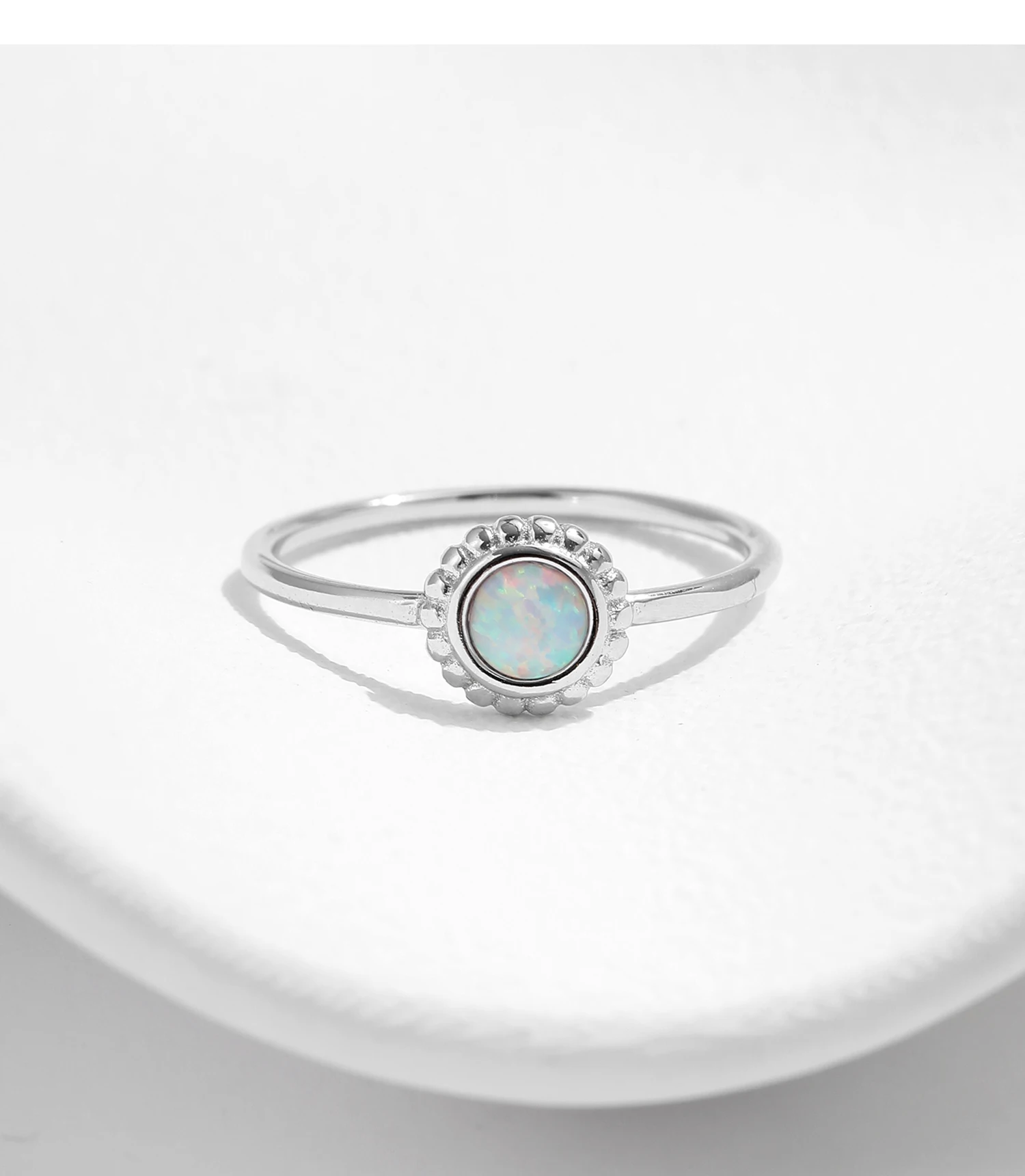 MODIAN 925 Sterling Silver Vintage Sunflower Delicate Opal Trendy Ring For Women White Gold Plated Stackable Fine Jewelry Gift MODIAN 925 Sterling Silver Vintage Sunflower Delicate Opal Trendy Ring For Women White Gold Plated Stackable Fine Jewelry Gift