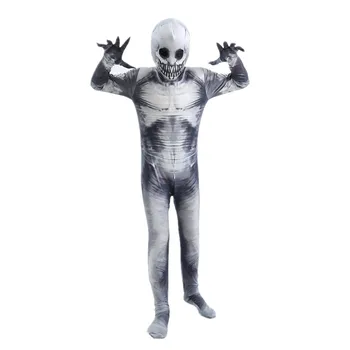 Halloween Ghost Skin Costume, Shadow Demon Bodysuit Costume for Kids Dress Up Party Grim Reaper Costume Scary Skeleton Tights