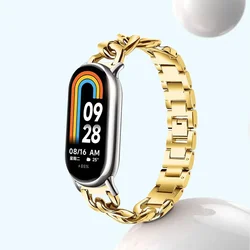 Sleek Metal Chain Fashion Wristband for Smart Fitness Tracker (Gold)