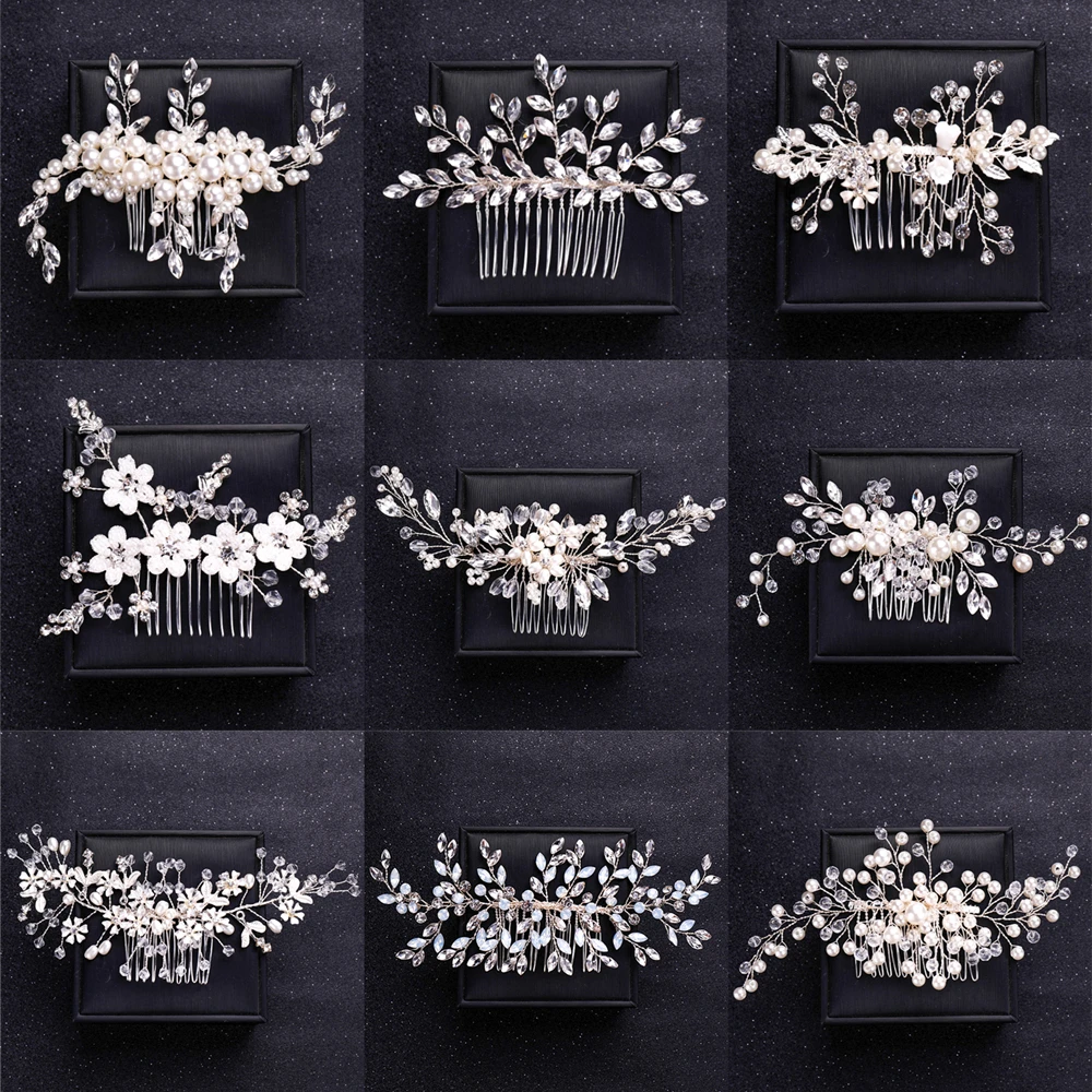 Silver pearl floral delicate chain hair accessory