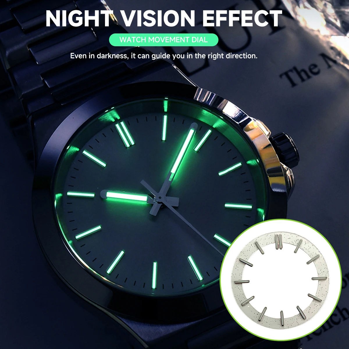 Transparent Green Luminous Circular Dial Accessory, 31.8mm