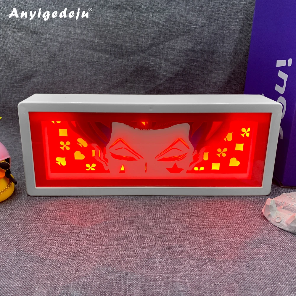 

Искусственная коробка Hunter X Hunter Hisoka Eye Face Lamp для спальни, декоративный лайтбокс, манга, бумага, резьба, настольная лампа ABS