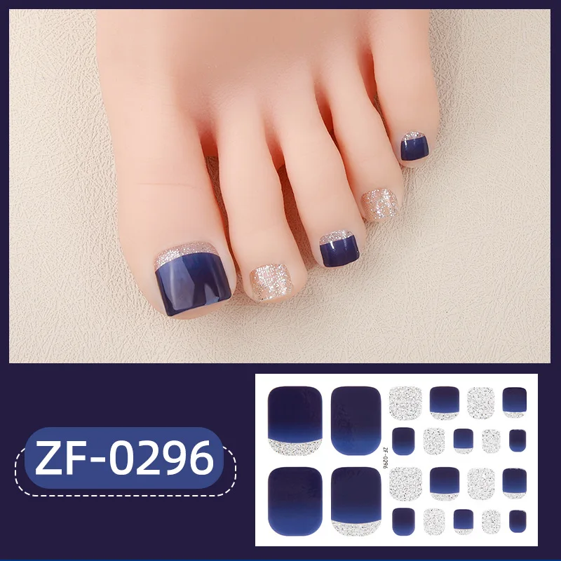 22tips Toe Nail Sticker Wraps Adhesive Toenail Polish Strips DIY Foot Decals Pedicure Women Solid Color Full Cover Stickers