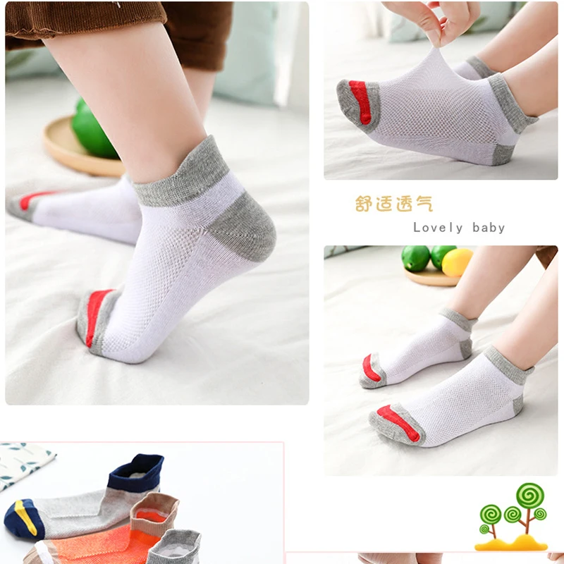 Spring Summer children socks Mesh Cotton Boys Girls 2-15 Year Kids Casual Boat 5 Pairs/lot