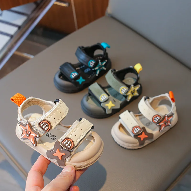 Kids Shoes Kids Sandals Baby Sandals Sandals and Clogs Children Summer Beach Sandals Boys Artifical Leather Breathable Comfortable Flat Sandals Baby Soft Shoes H03272