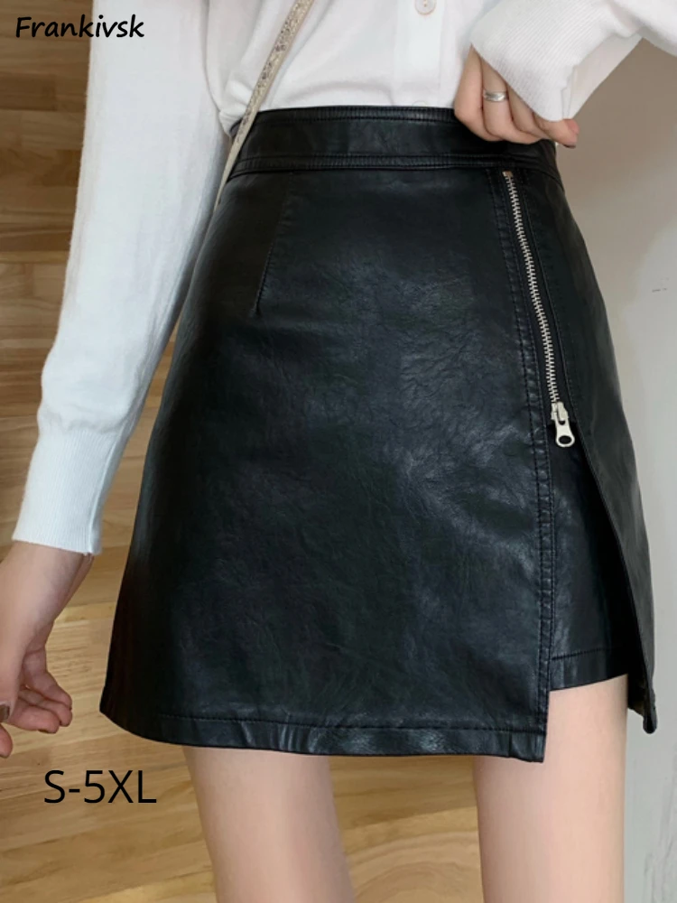 

S-5XL Skirts Women High Waist Slit Solid A-line Zipper Vintage Office Lady Daily Summer Korean Style All-match Sexy Fashion Slim