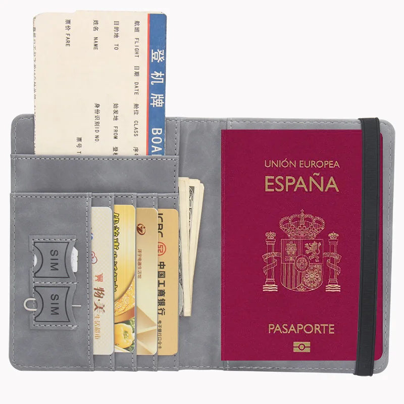 RFID Blocking Spain Leather Passport Cover for Trip Business
