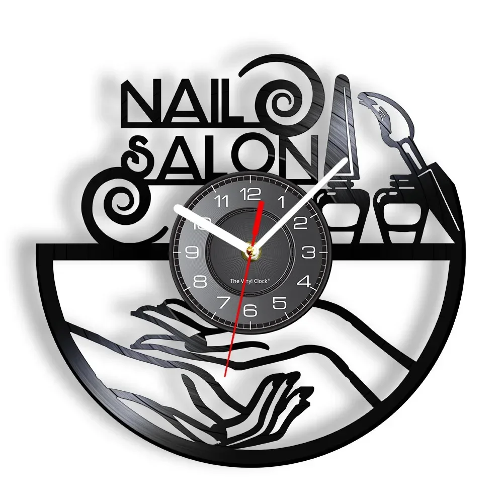 

Nail Salon Vinyl Record Wall Clock Beauty Salon Decor Furniture Wall Clock Nail Design Wall Hanging Decorative Gift for Girls