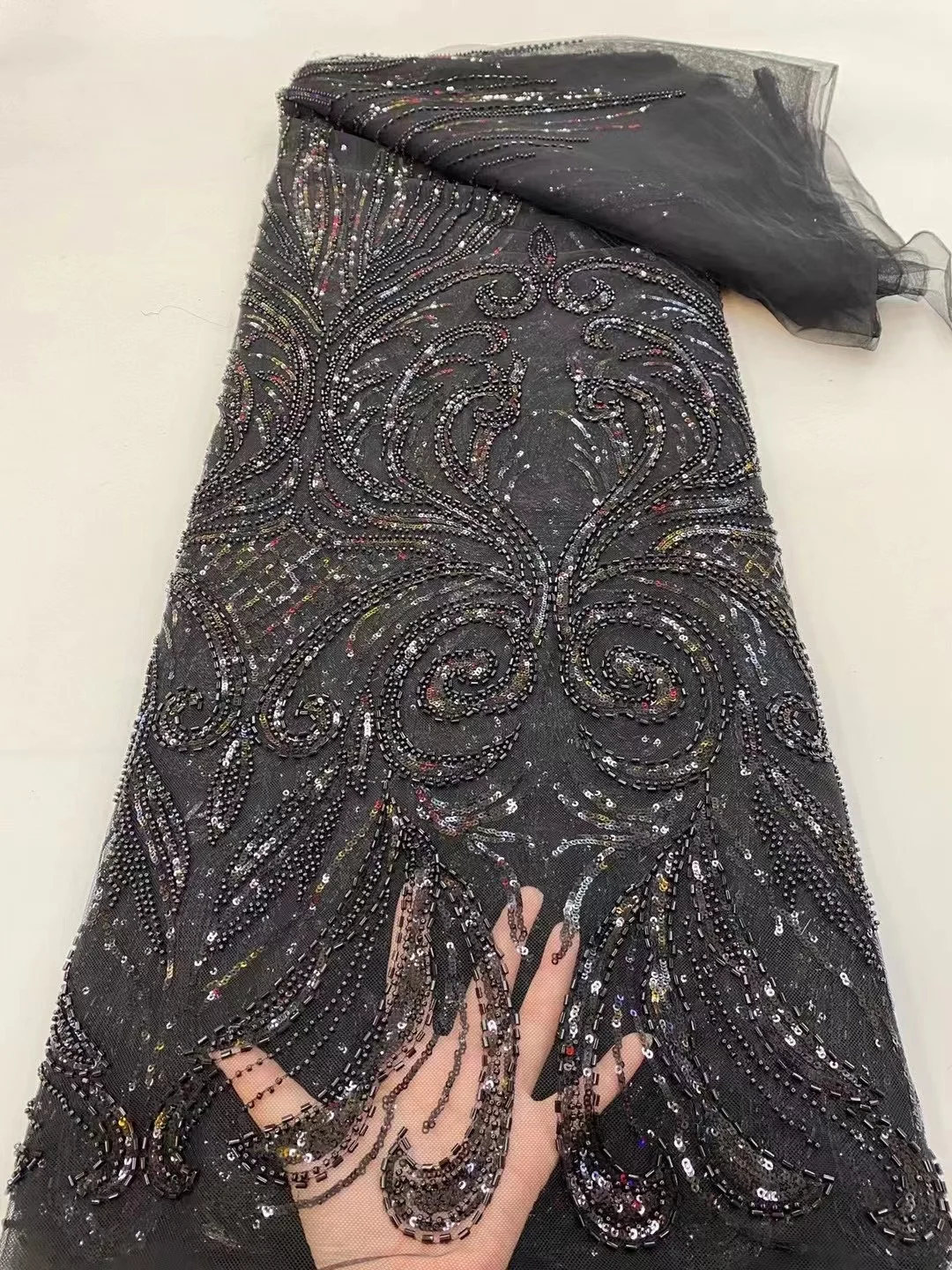 

Nigerian Bead Lace Fabric 2022 High Quality Lace Bridal Onion Fabric Luxury Quality Embroidery Handmade Beaded For Wedding