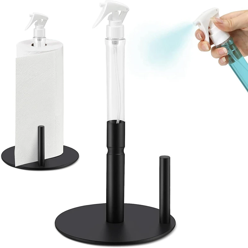 

1Set Paper Towel Holder Stainless Steel Paper Towel Holder Countertop Paper Towel Holder + Spray Bottle