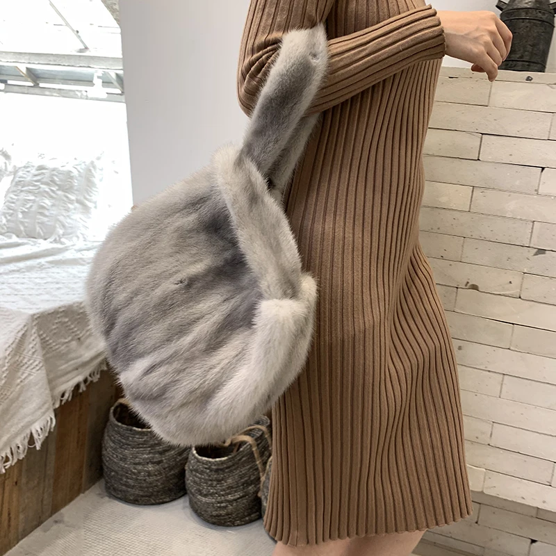 Whole skin mink fur bag, soft face mink fur, convenient vest bag, vest, large capacity handbag, winter women's bag