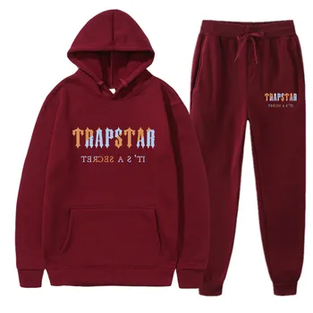 TRAPSTAR Men's Tracksuit Sets Winter Fleece Male Hoodies Pants Sets Brown black Fashion Jogger Tracksuits Sportswear Clothing 1