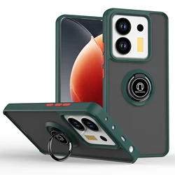 Armored Matte Shockproof Case with Ring Stand for Redmi K80 5G (Dark green)