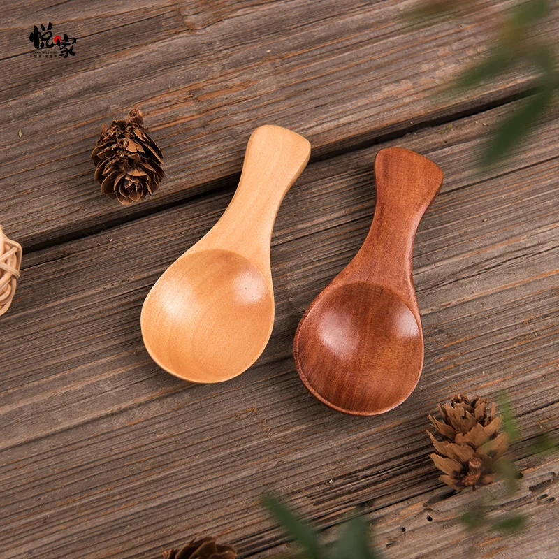 Mini Ice Cream Wooden Spoons Short Handle Kitchen Spice Condiment Spoon Coffee Tea Sugar Teaspoons Kids Scoops Home Tableware