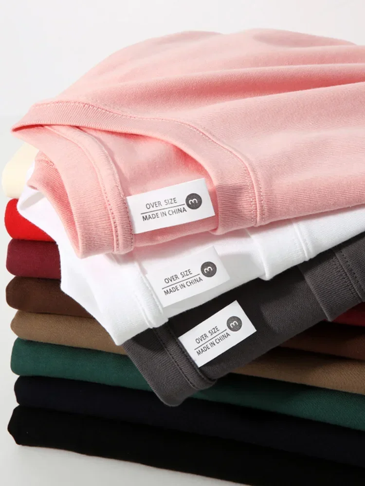 300gsm Cotton Summer T-shirts Men Korean Fashion O-Neck Short Sleeve Solid Color Casual Unisex Basic Tees Oversized Tshirt men cotton t shirt